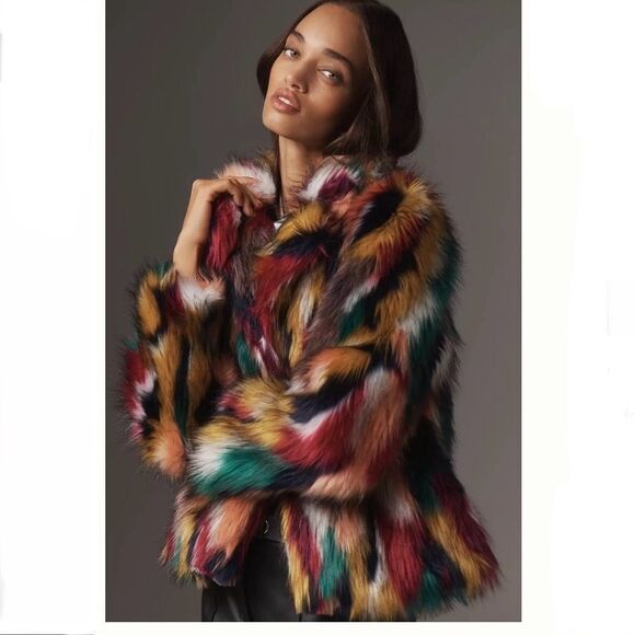 Multicolor Faux Fur Coat - Picture 1 of 10